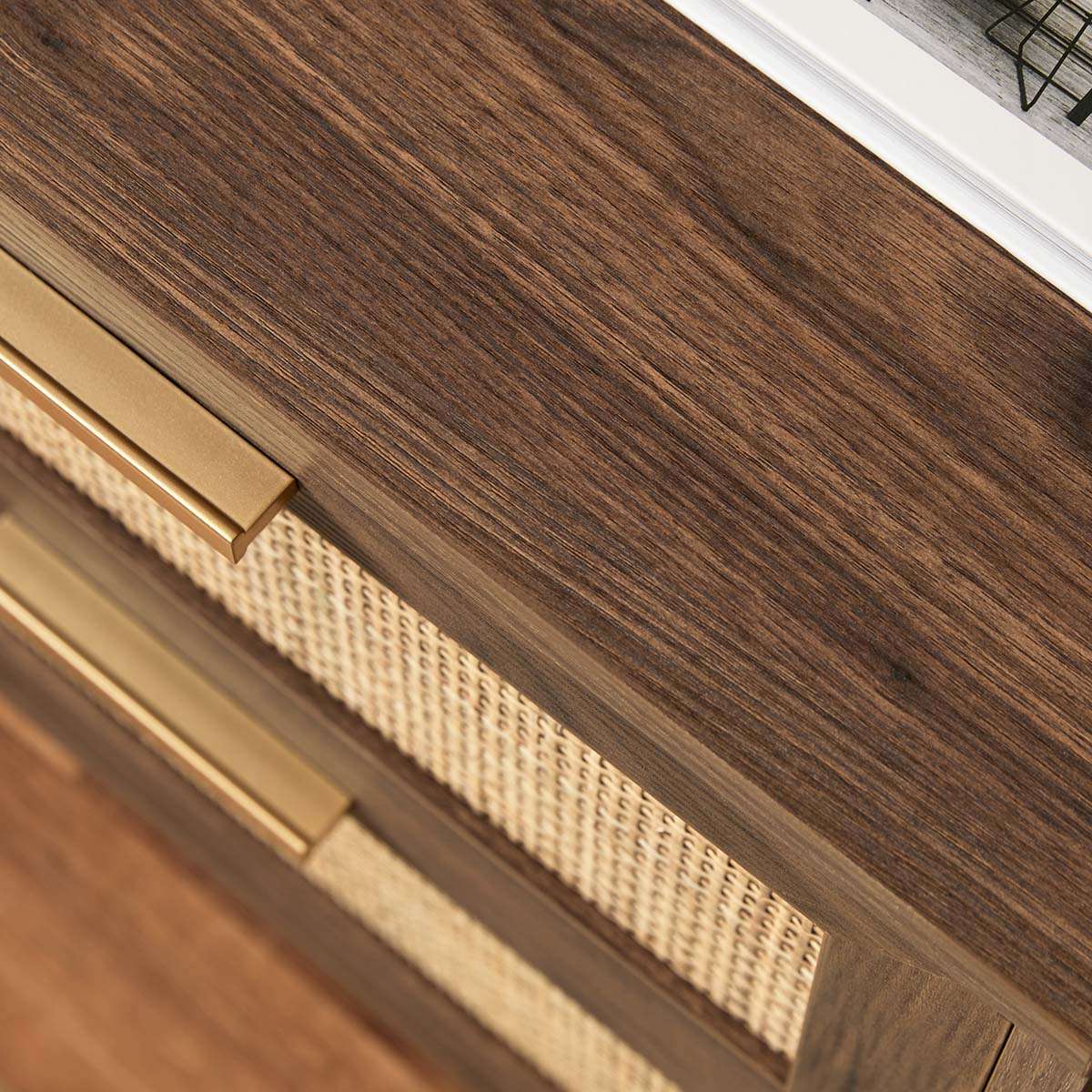 Noosa Rattan Bedside Table - Walnut