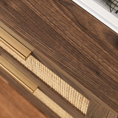 Noosa Rattan Bedside Table - Walnut