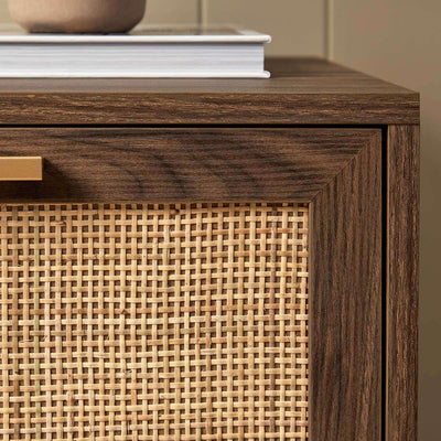 Noosa Rattan Bedside Table - Walnut