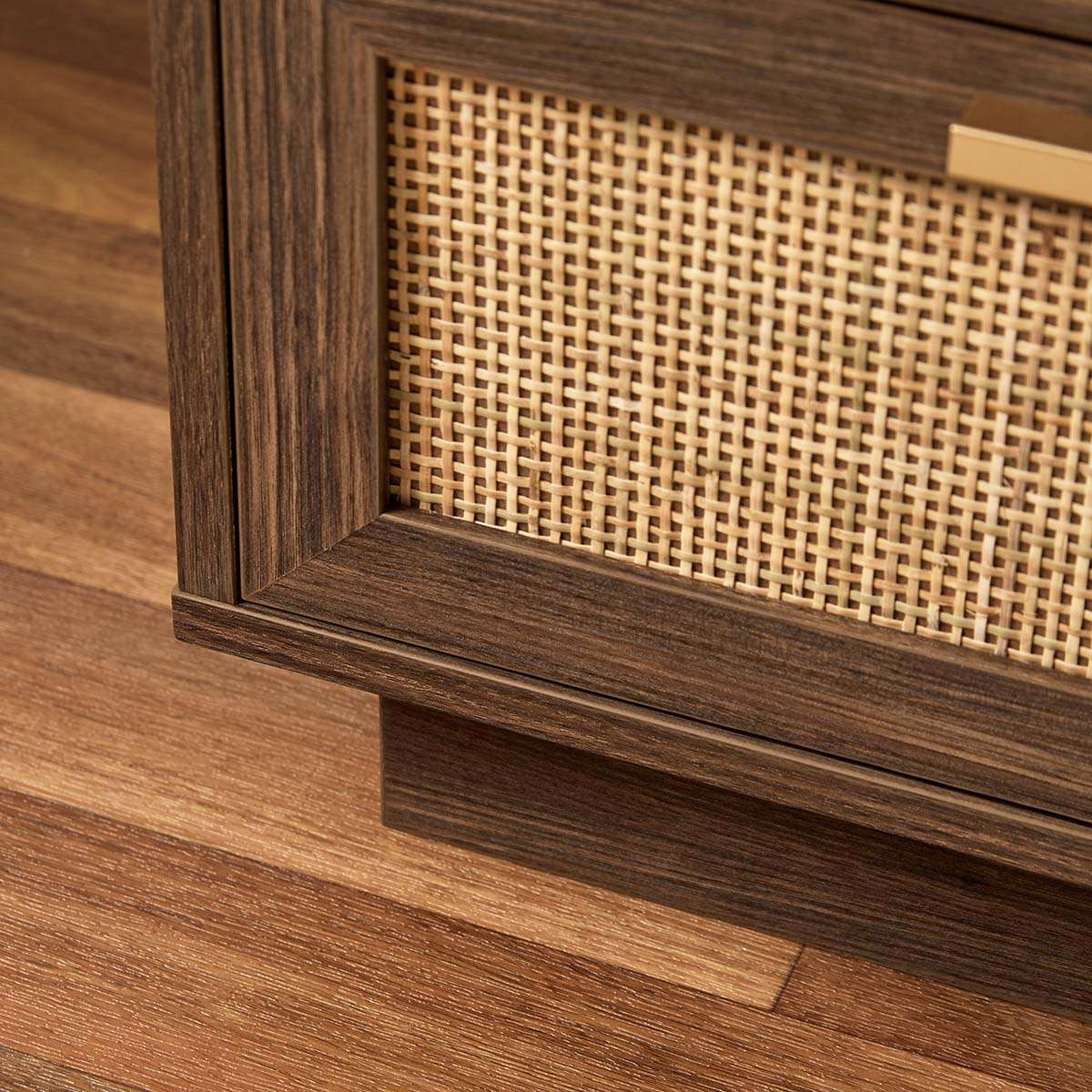 Noosa Rattan Bedside Table - Walnut