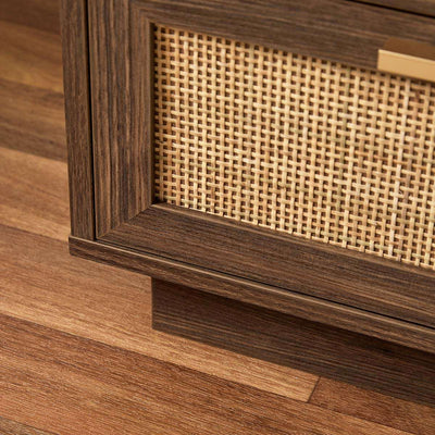 Noosa Rattan Bedside Table - Walnut