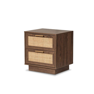 Noosa Rattan Bedside Table - Walnut