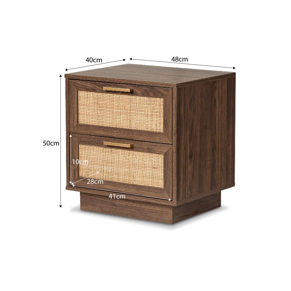 Noosa Rattan Bedside Table - Walnut