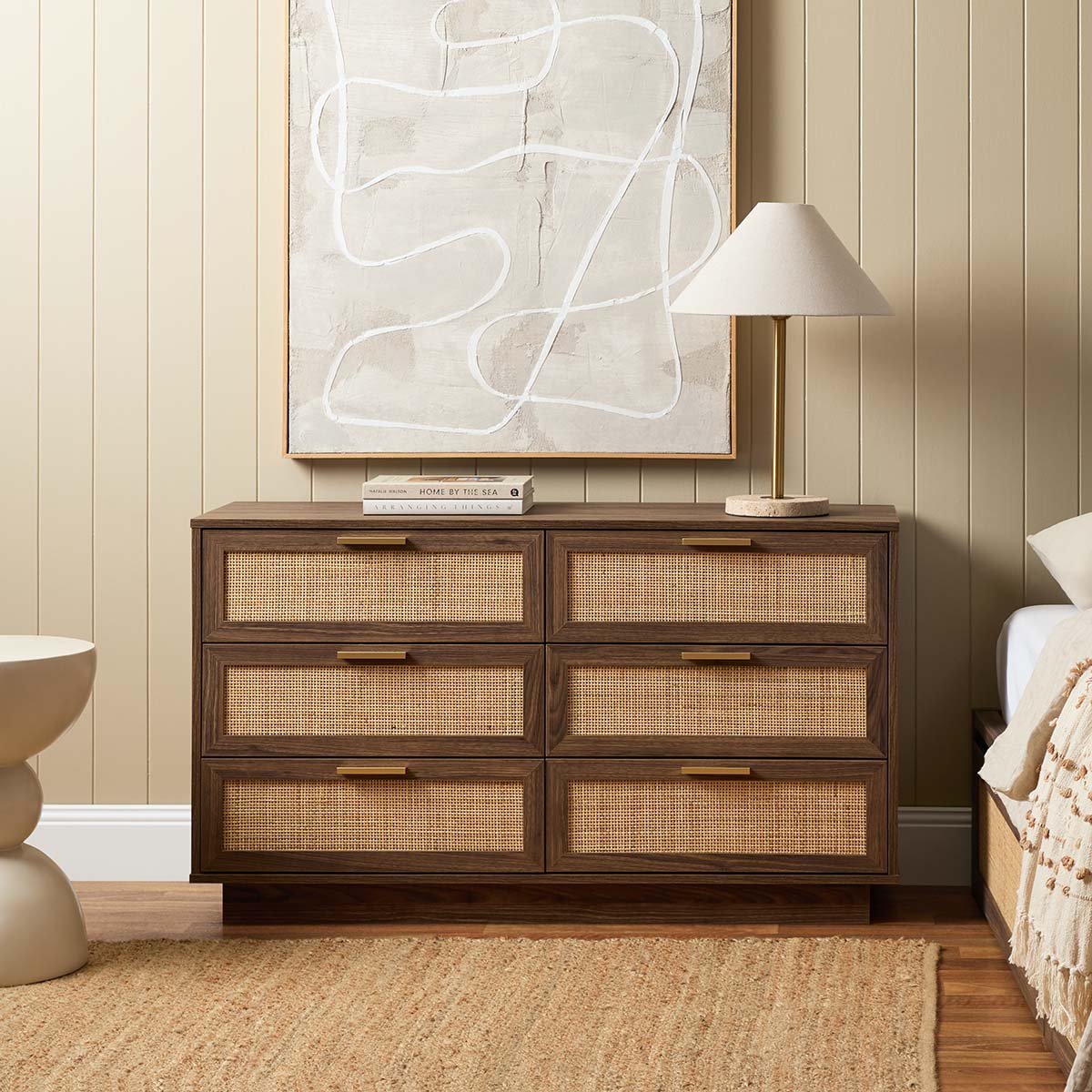 Noosa Rattan Six Drawer - Walnut