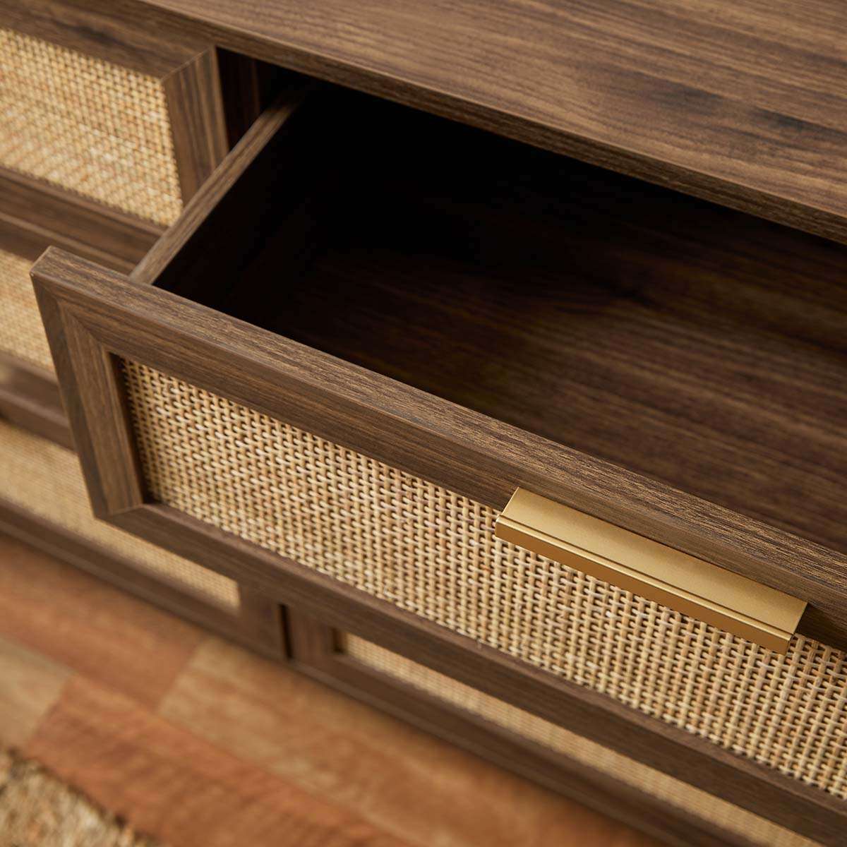 Noosa Rattan Six Drawer - Walnut