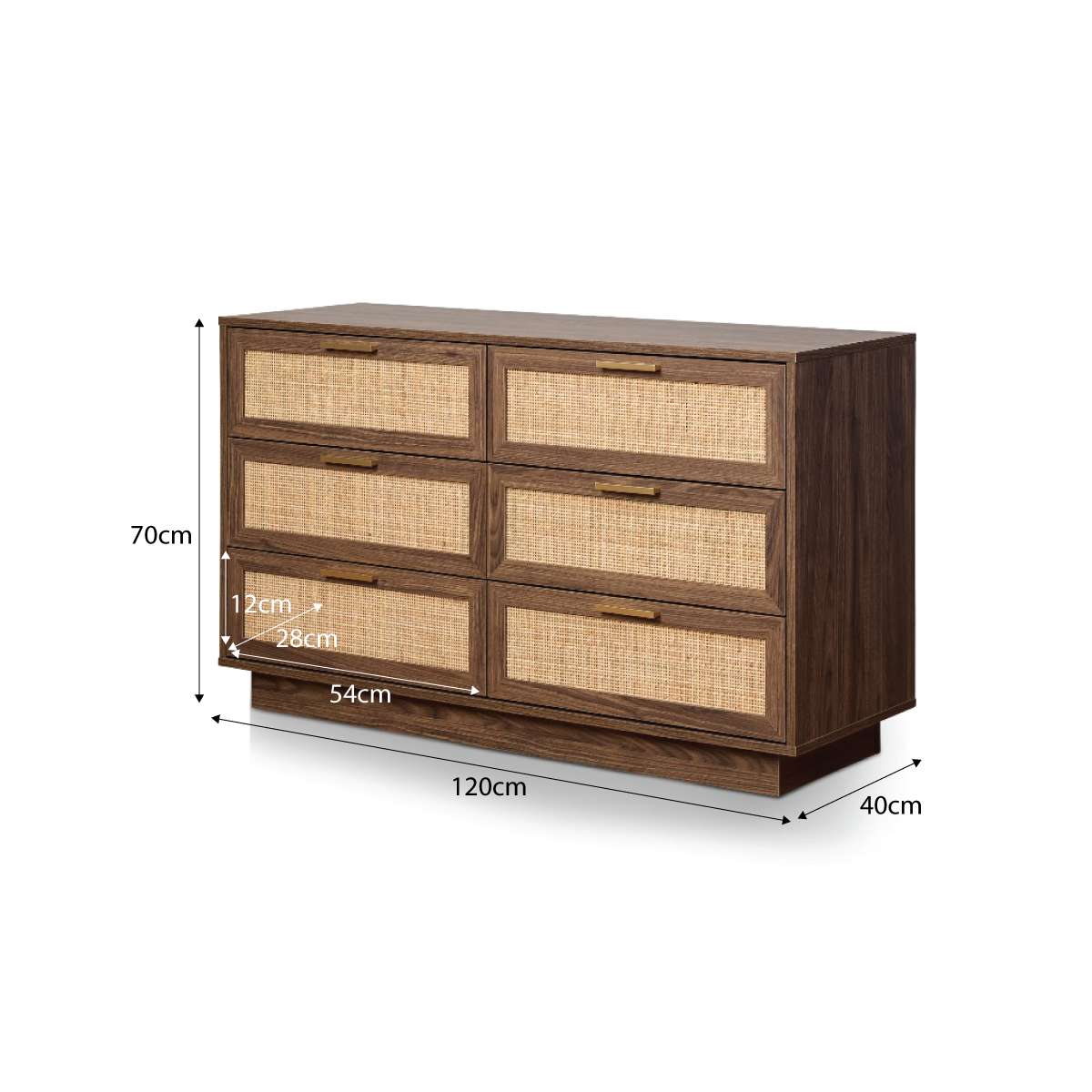 Noosa Rattan Six Drawer - Walnut
