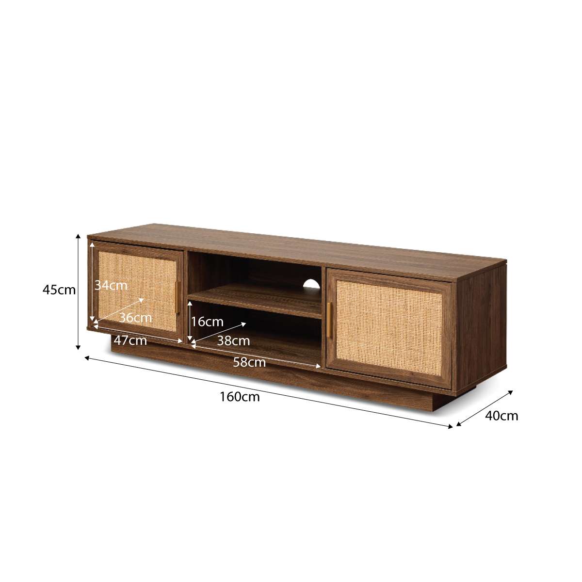 Noosa Rattan Entertainment Unit - Walnut