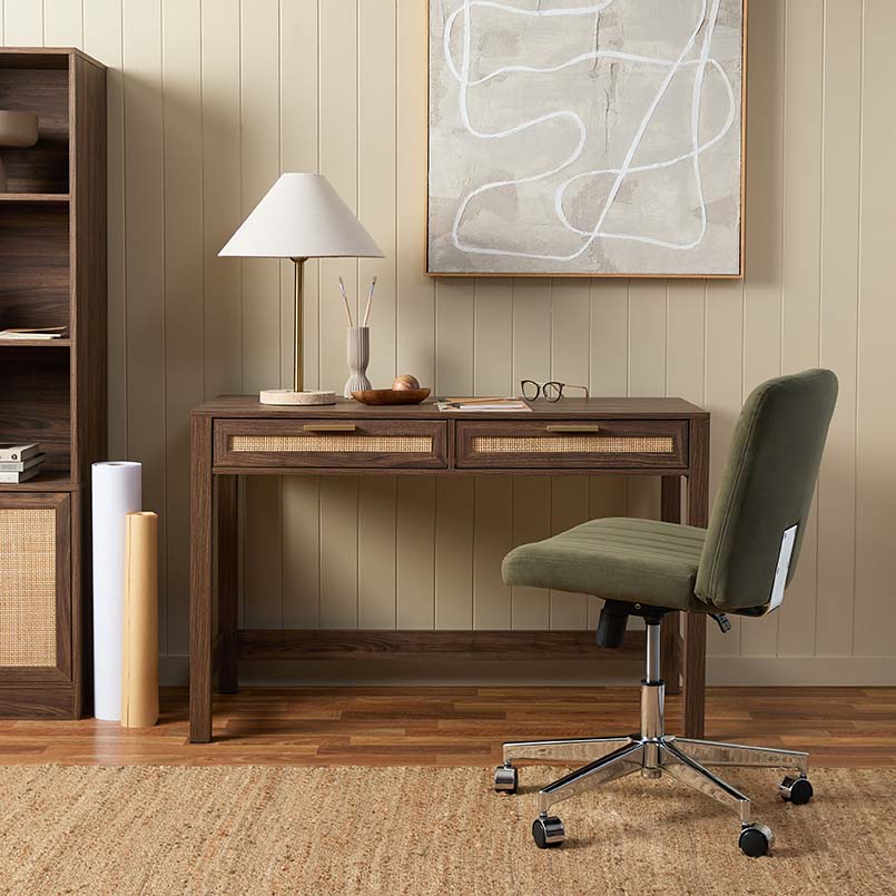 Noosa Rattan Desk - Walnut