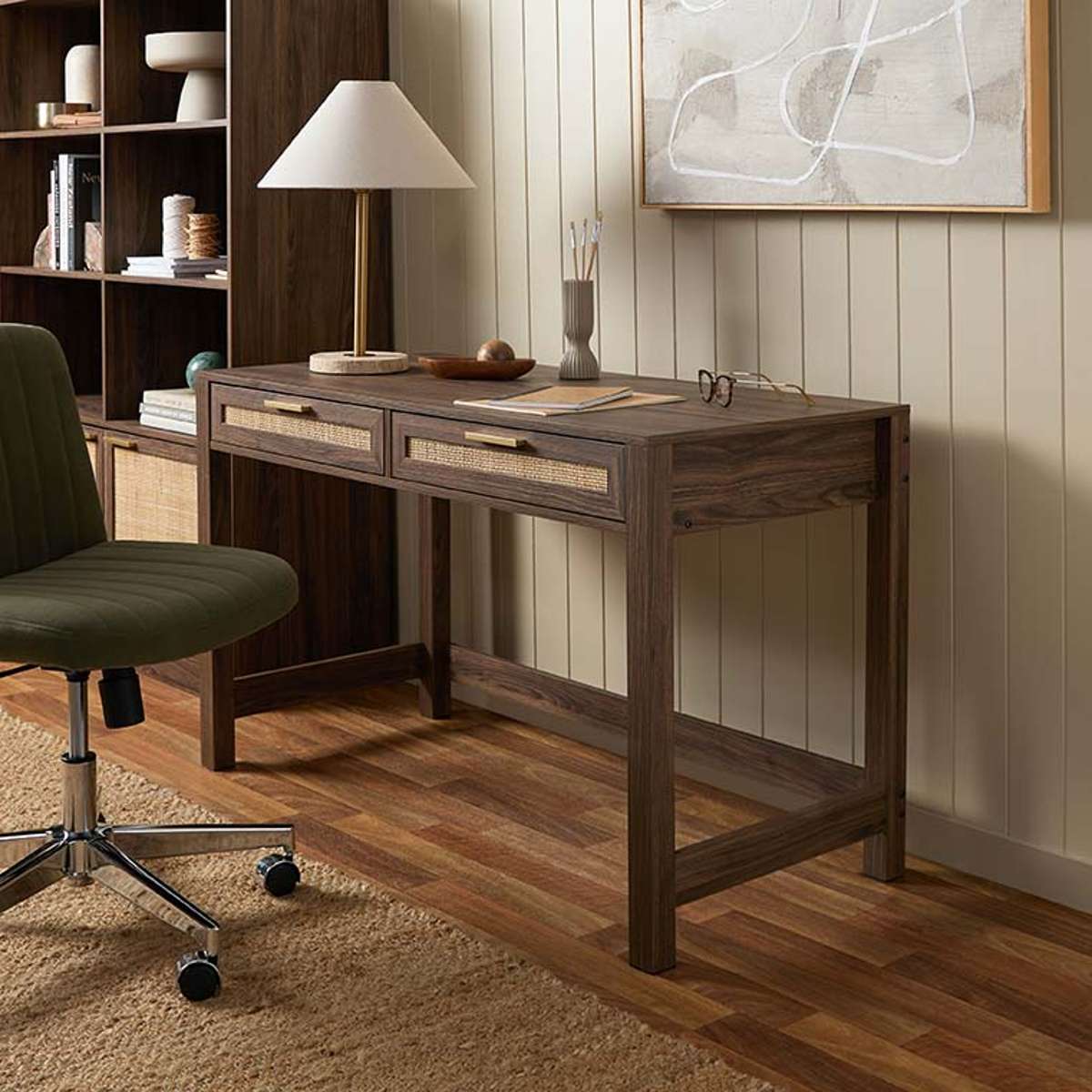 Noosa Rattan Desk - Walnut