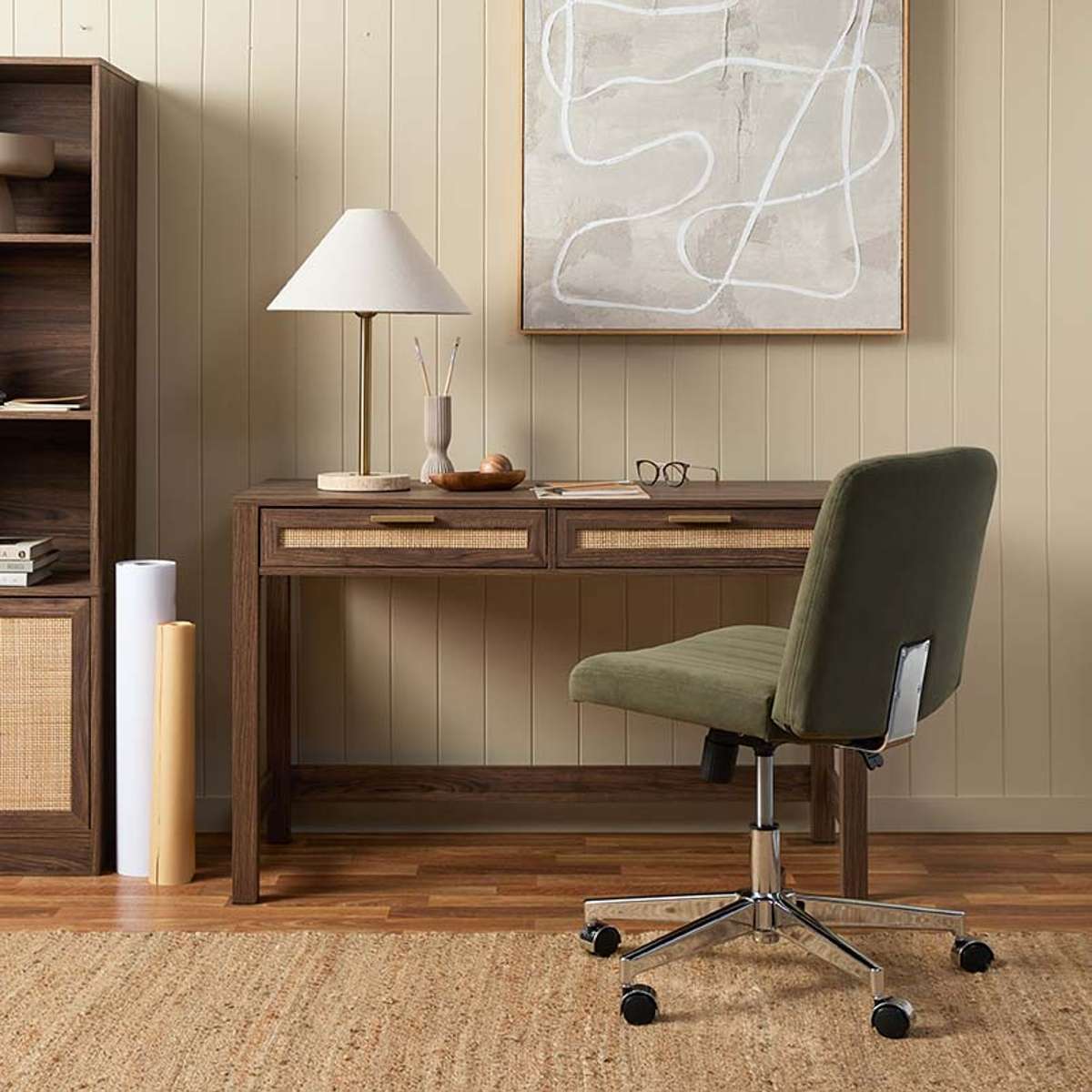 Noosa Rattan Desk - Walnut