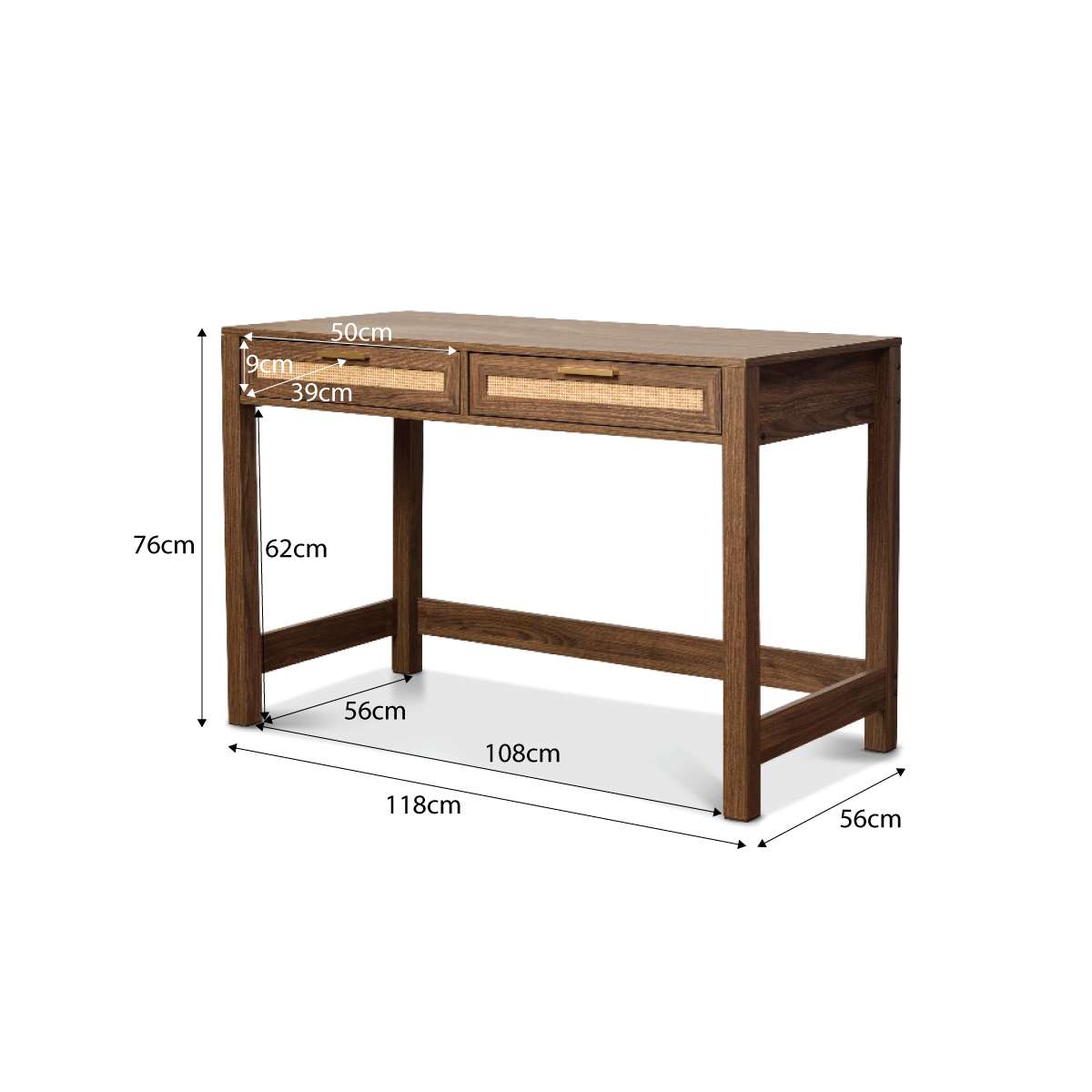Noosa Rattan Desk - Walnut