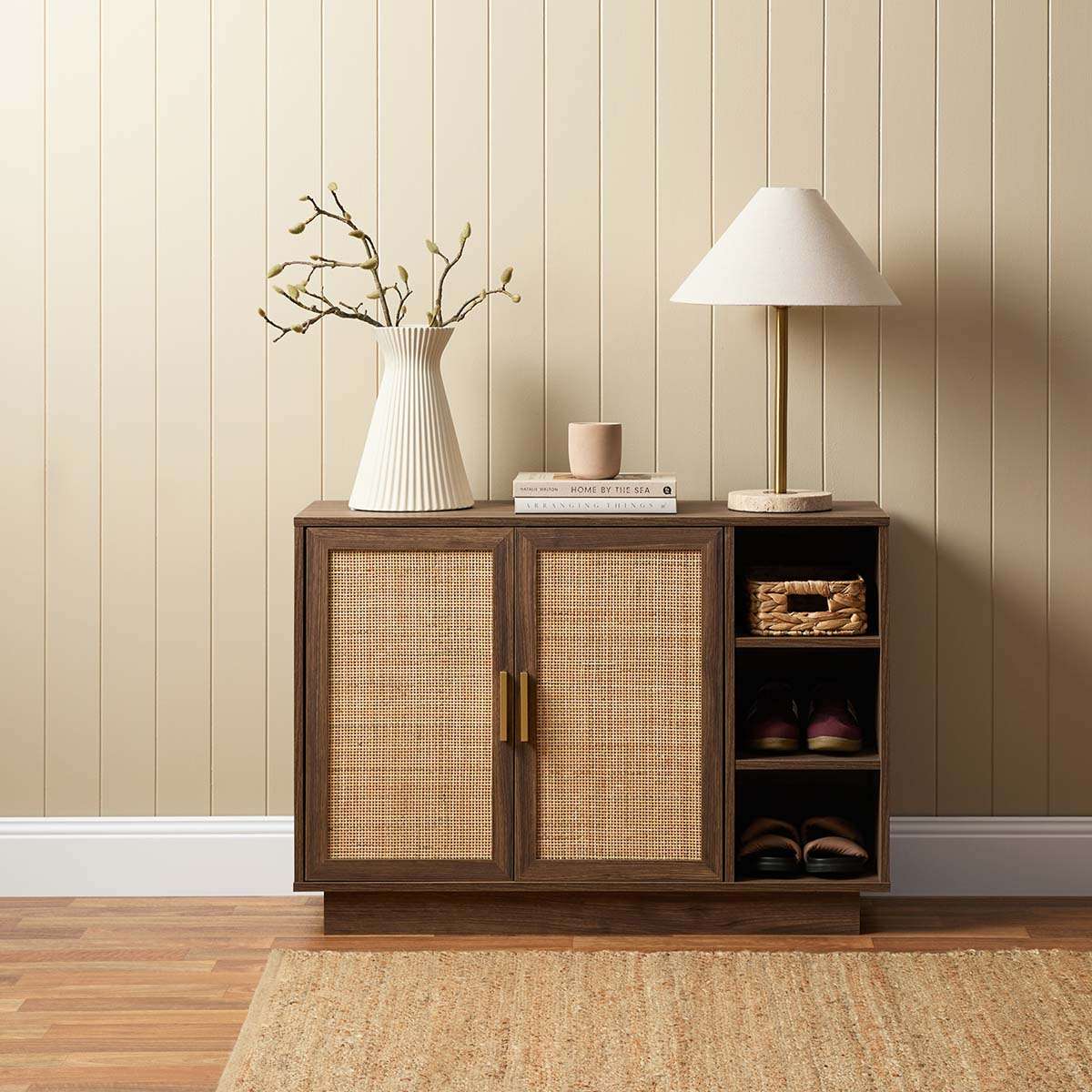 Noosa Rattan Shoe Cabinet - Walnut