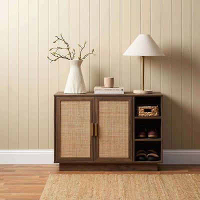 Noosa Rattan Shoe Cabinet - Walnut