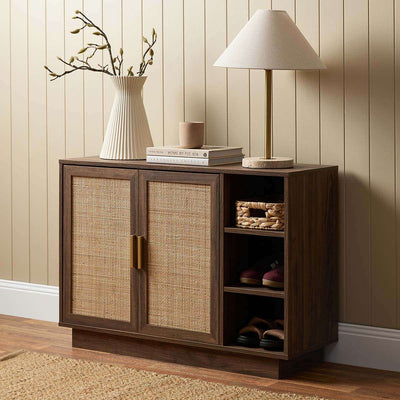 Noosa Rattan Shoe Cabinet - Walnut