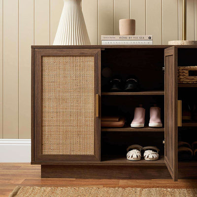 Noosa Rattan Shoe Cabinet - Walnut