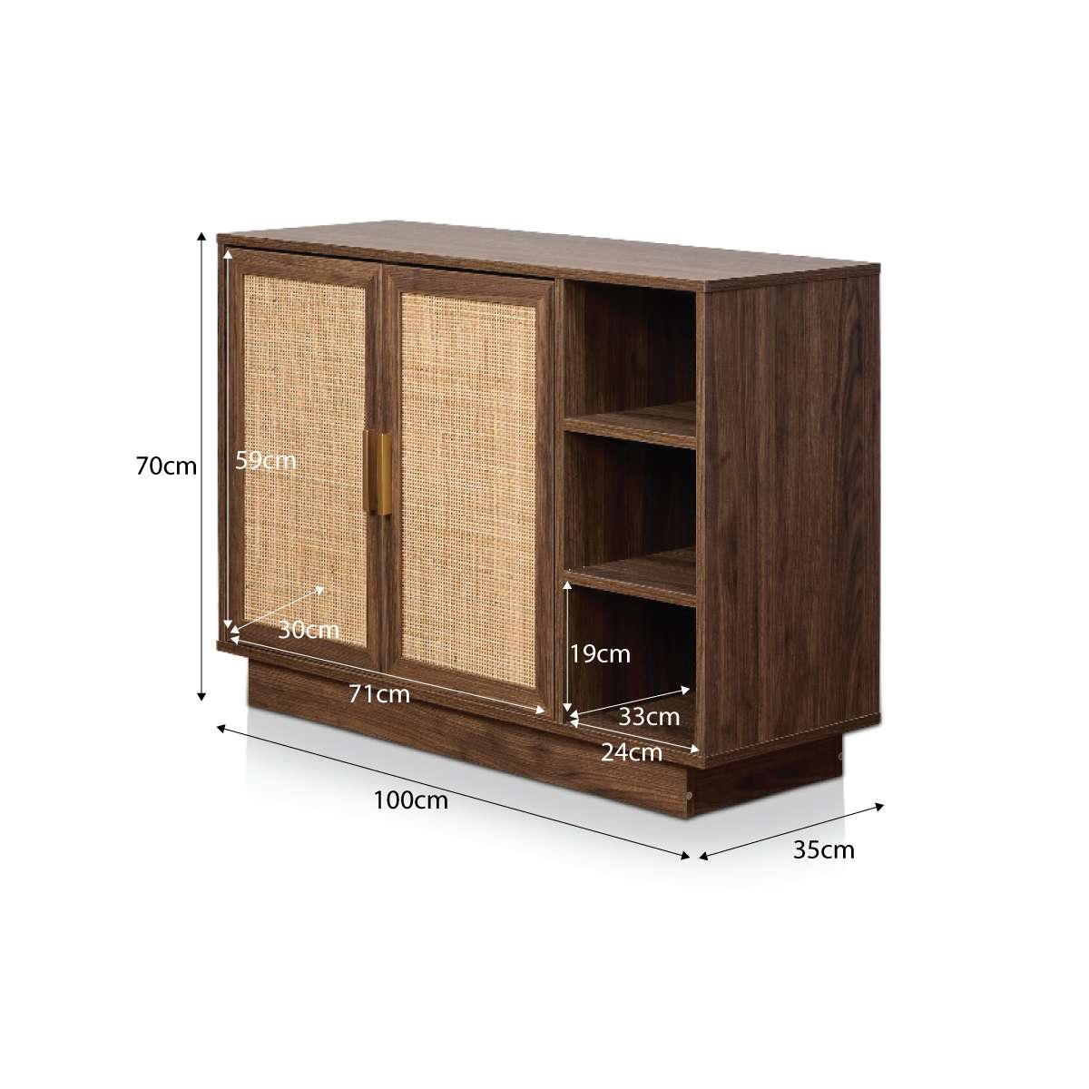 Noosa Rattan Shoe Cabinet - Walnut
