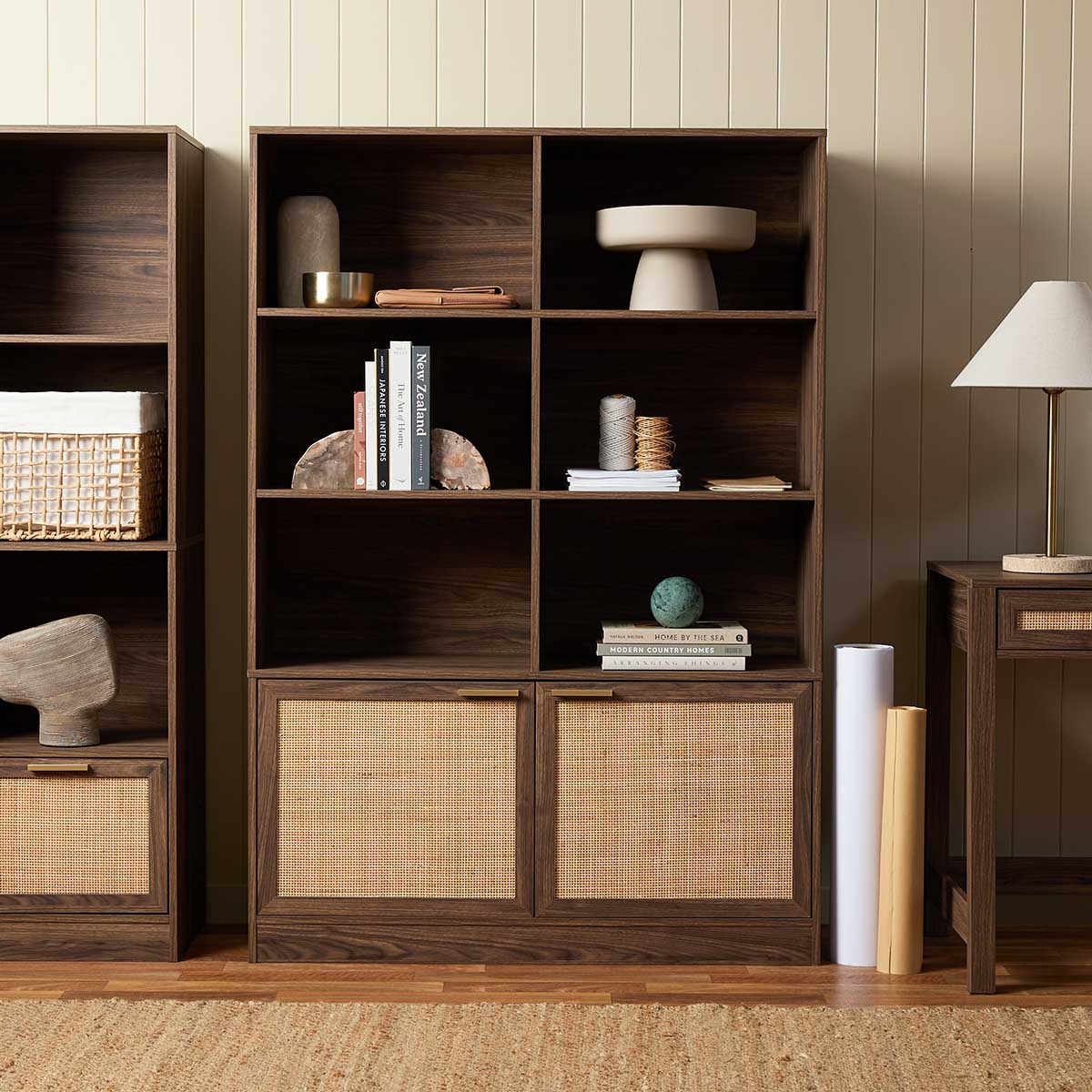 Noosa Rattan Large Bookcase - Walnut