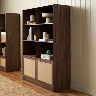 Noosa Rattan Large Bookcase - Walnut