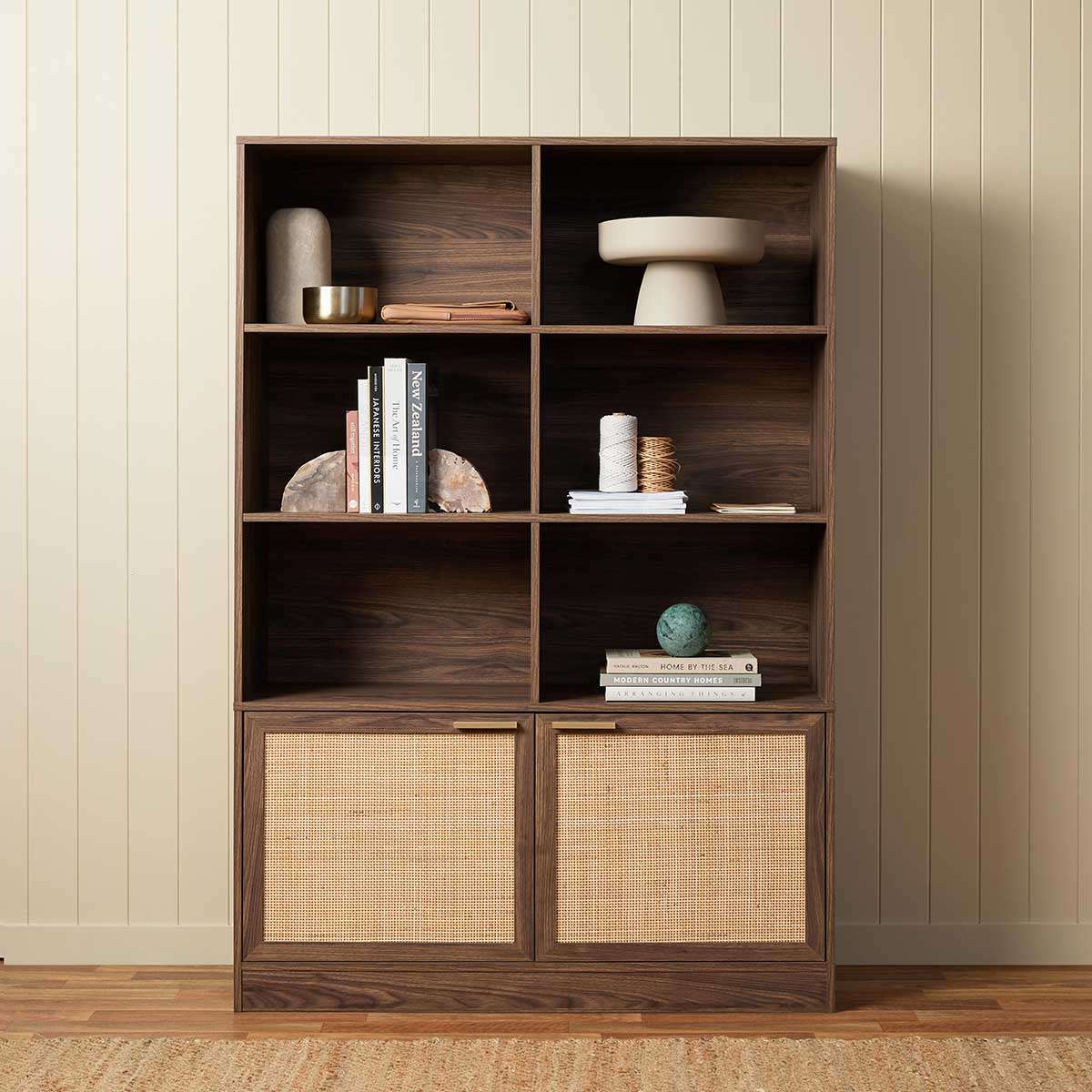 Noosa Rattan Large Bookcase - Walnut