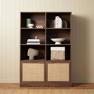 Noosa Rattan Large Bookcase - Walnut