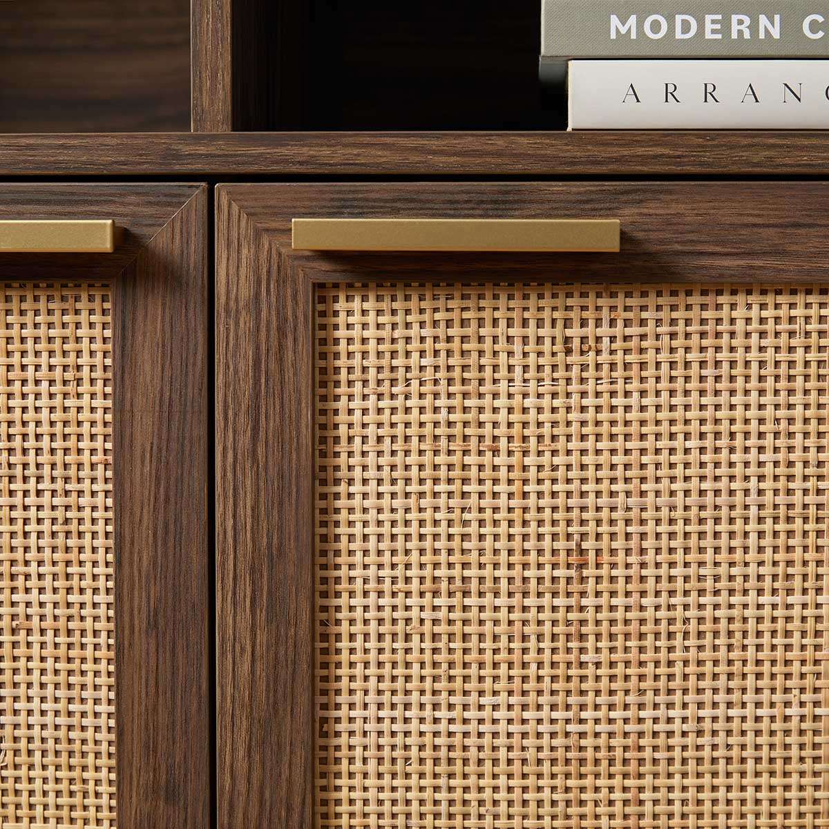 Noosa Rattan Large Bookcase - Walnut