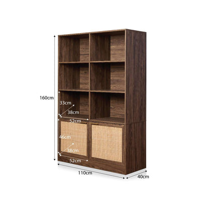 Noosa Rattan Large Bookcase - Walnut
