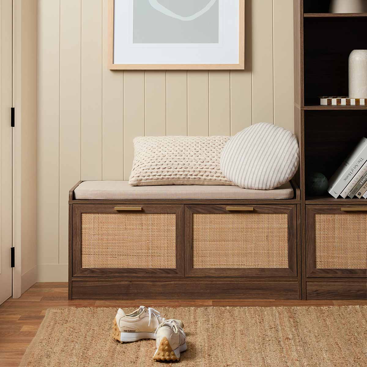 Noosa Rattan Storage Bench Seat - Walnut