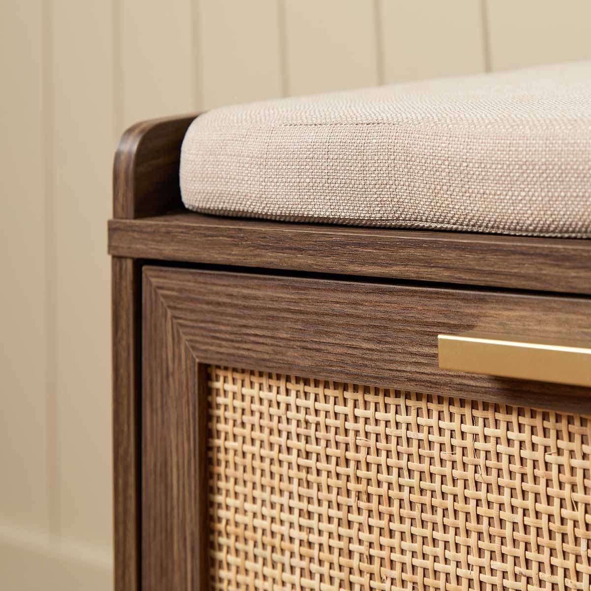 Noosa Rattan Storage Bench Seat - Walnut