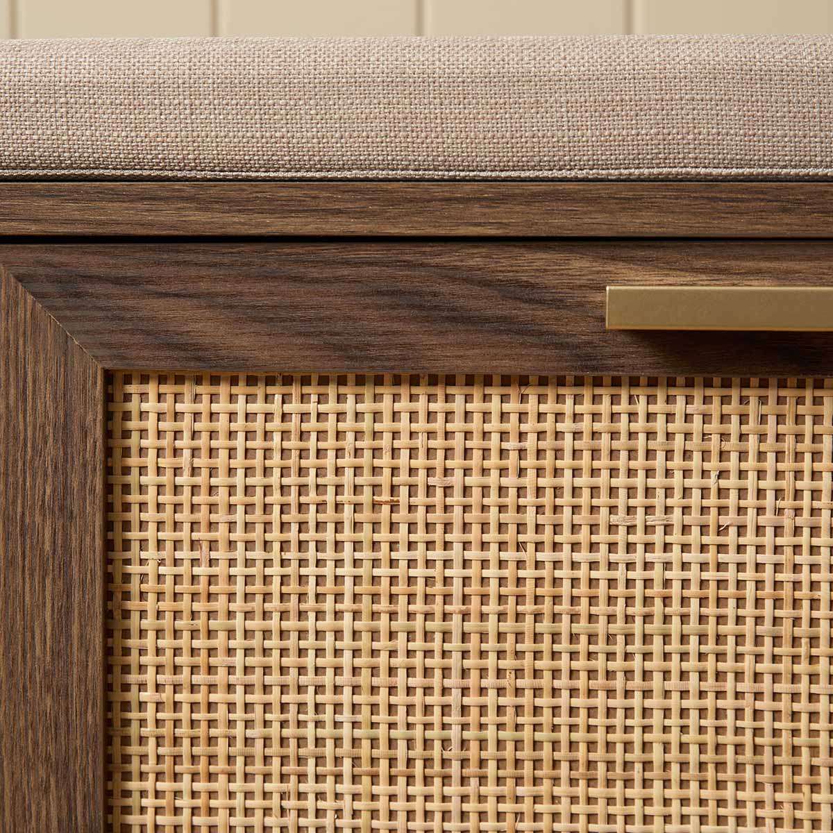 Noosa Rattan Storage Bench Seat - Walnut