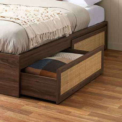 Noosa Rattan Queen Storage Bed Base - Walnut