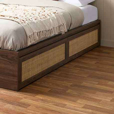 Noosa Rattan Queen Storage Bed Base - Walnut