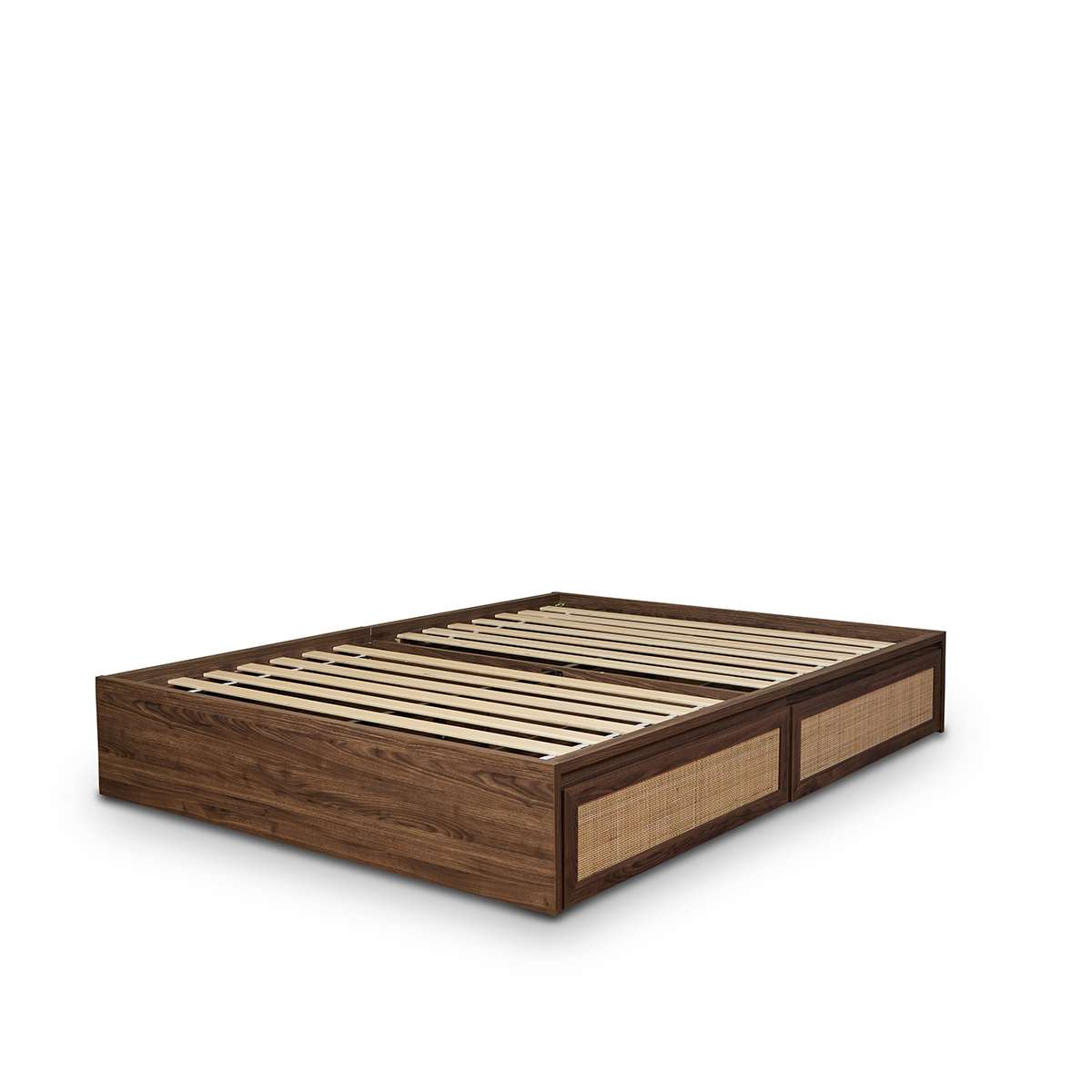 Noosa Rattan Queen Storage Bed Base - Walnut