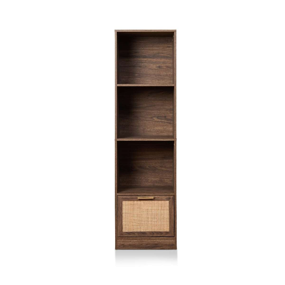 Noosa Rattan Slim Bookcase - Walnut
