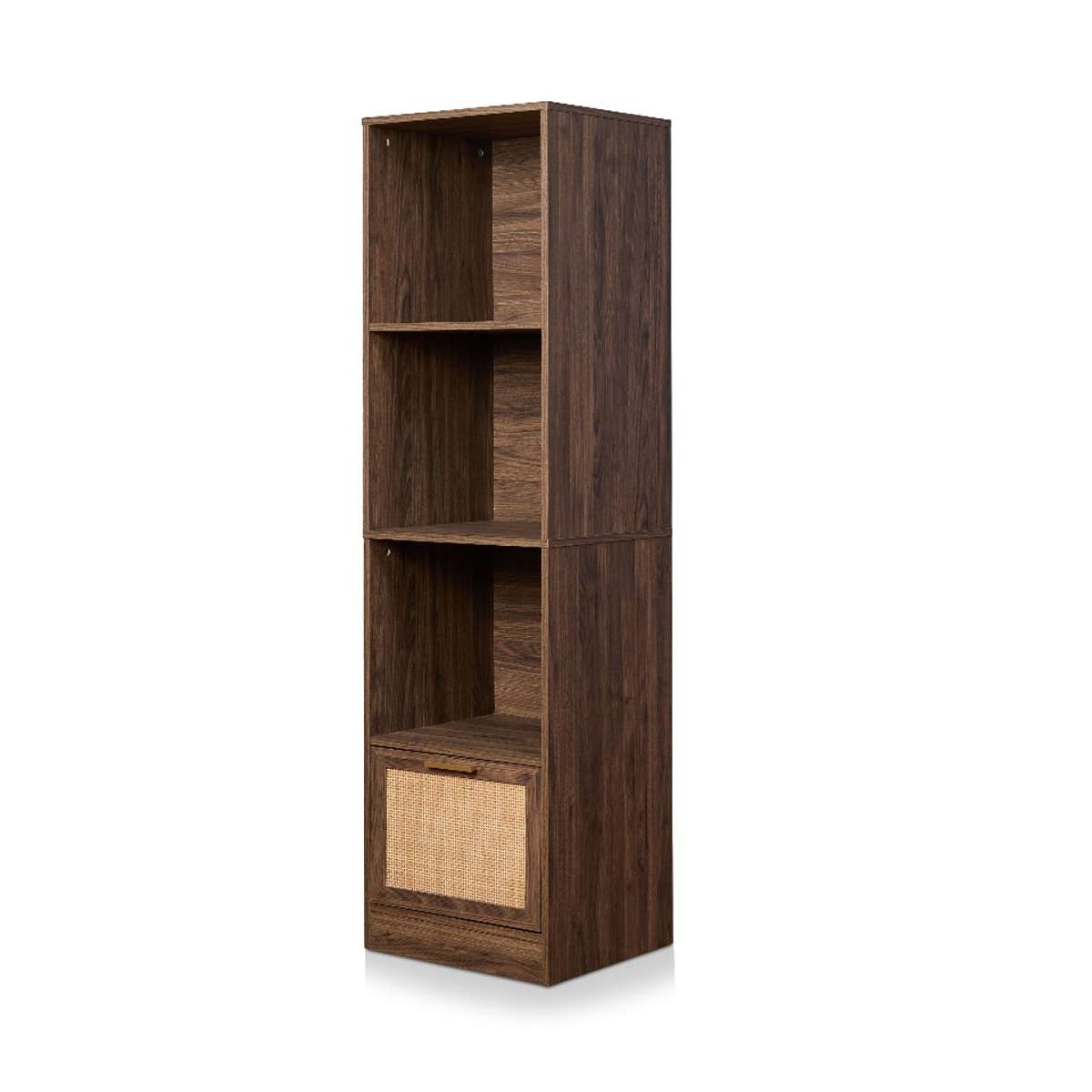 Noosa Rattan Slim Bookcase - Walnut