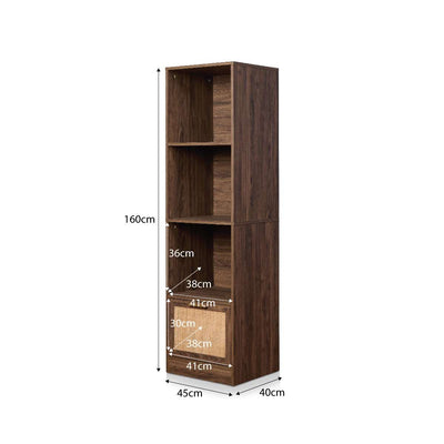 Noosa Rattan Slim Bookcase - Walnut