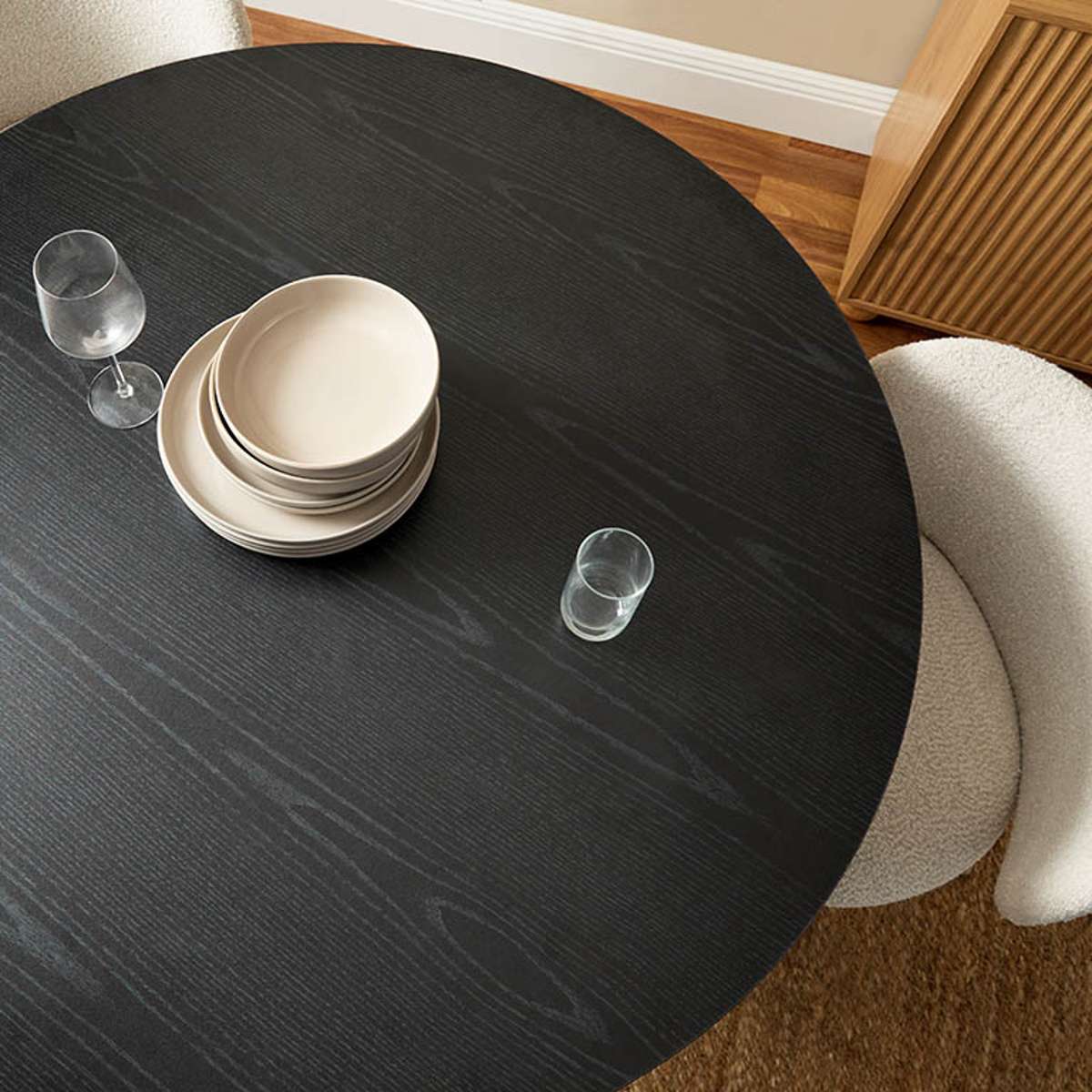 Kyoto Round Four Seater Dining Table - Black