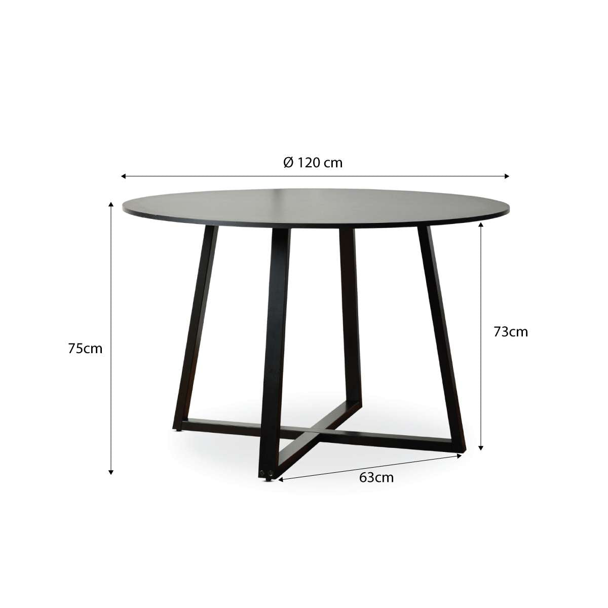 Kyoto Round Four Seater Dining Table - Black