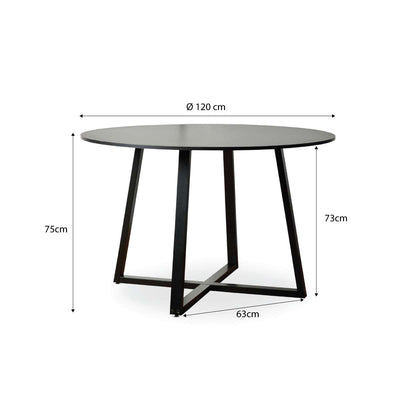 Kyoto Round Four Seater Dining Table - Black