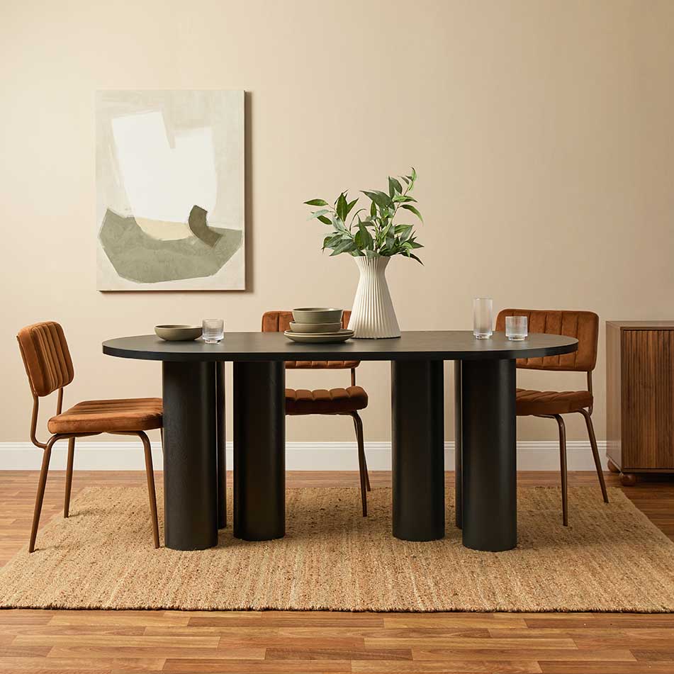 Otis Six Seater Dining Table - Black