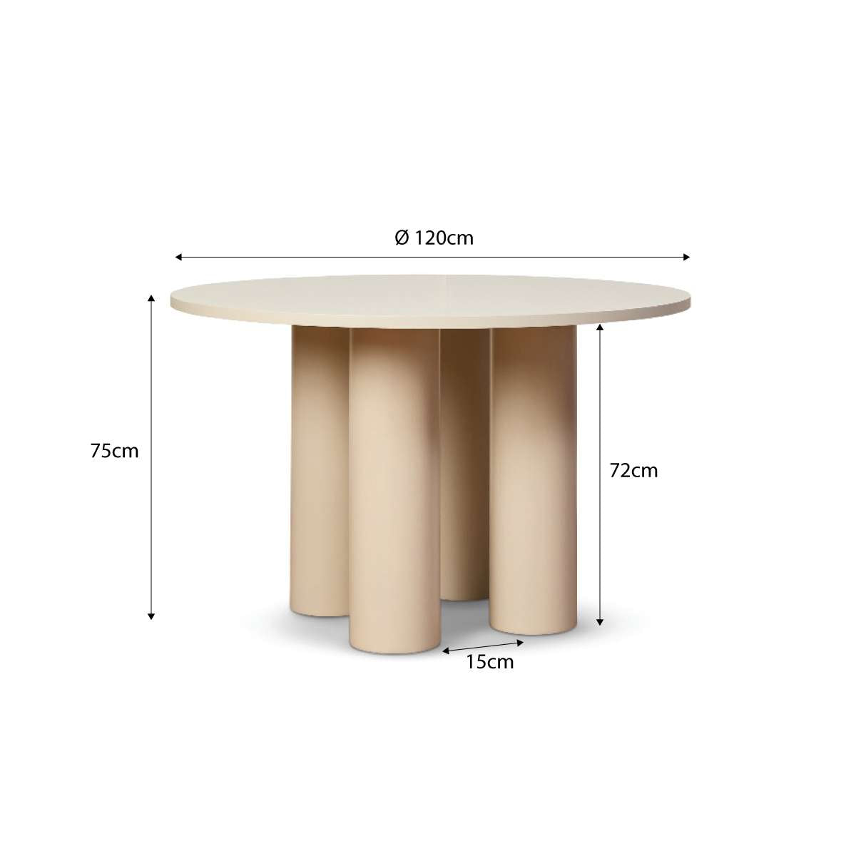 Otis Round Four Seater Dining Table - Beige