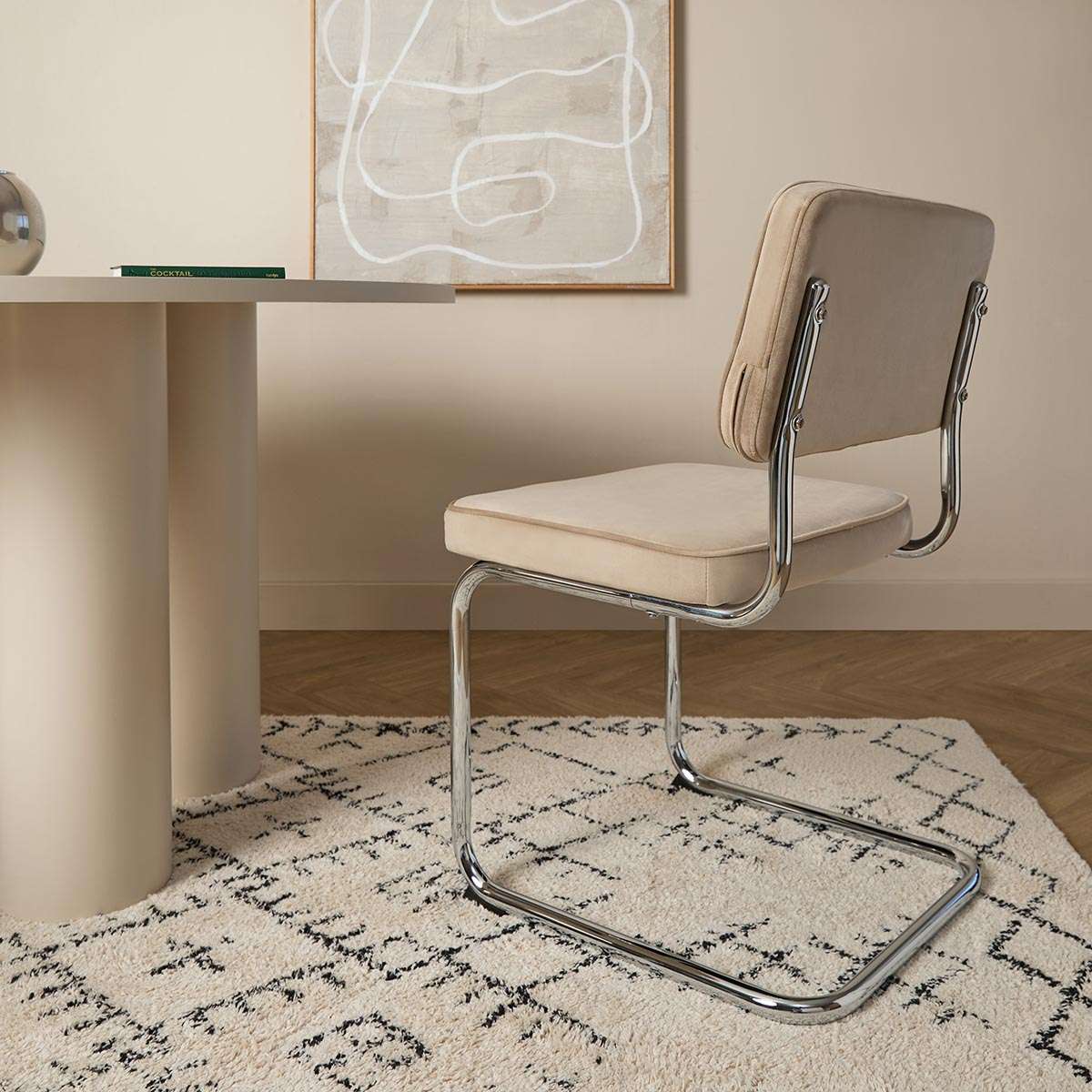 Marcel Chrome Dining Chair - Set of Two - Mushroom