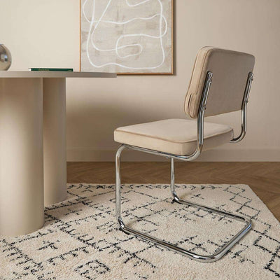 Marcel Chrome Dining Chair - Set of Two - Mushroom