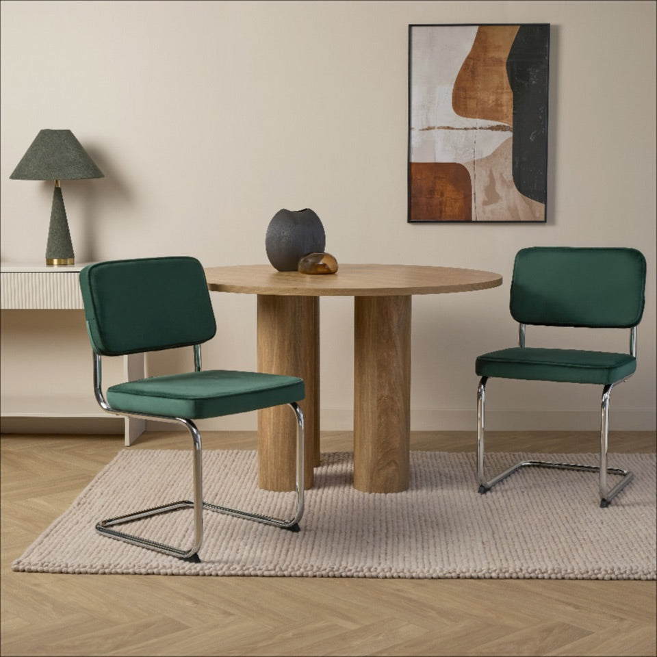 Marcel Chrome Dining Chair - Set of Two - Dark Green