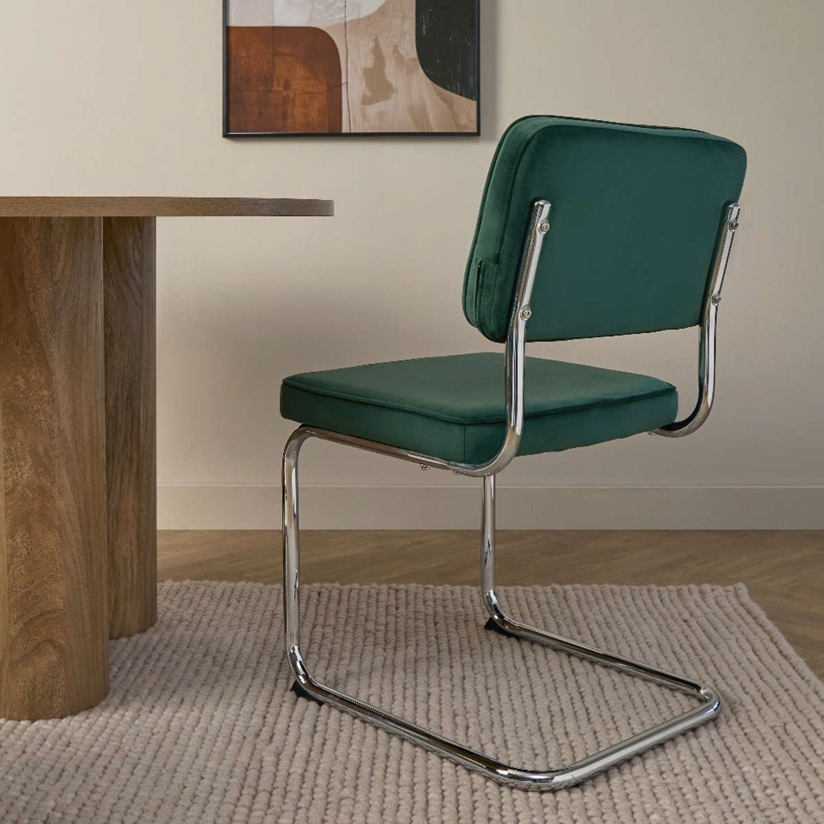 Marcel Chrome Dining Chair - Set of Two - Dark Green