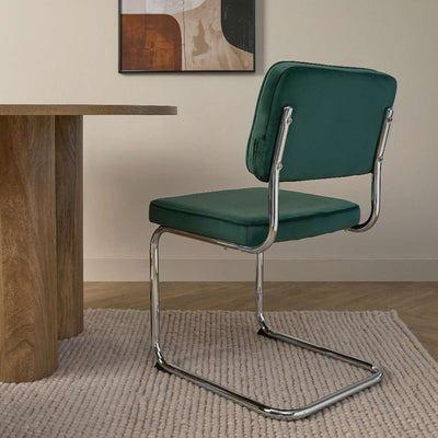 Marcel Chrome Dining Chair - Set of Two - Dark Green