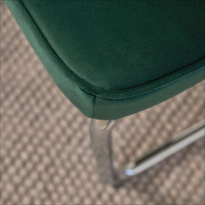 Marcel Chrome Dining Chair - Set of Two - Dark Green