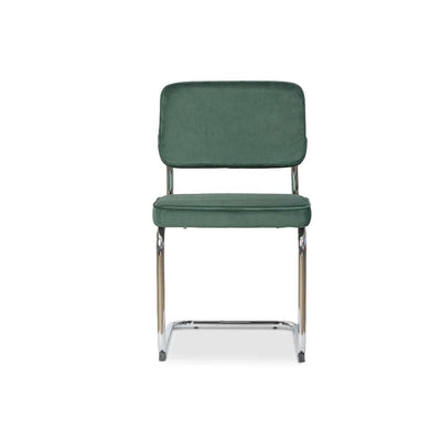 Marcel Chrome Dining Chair - Set of Two - Dark Green