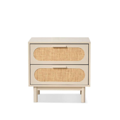 Canyon Two Drawer Bedside Table - Beige/Natural