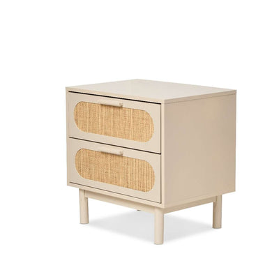 Canyon Two Drawer Bedside Table - Beige/Natural