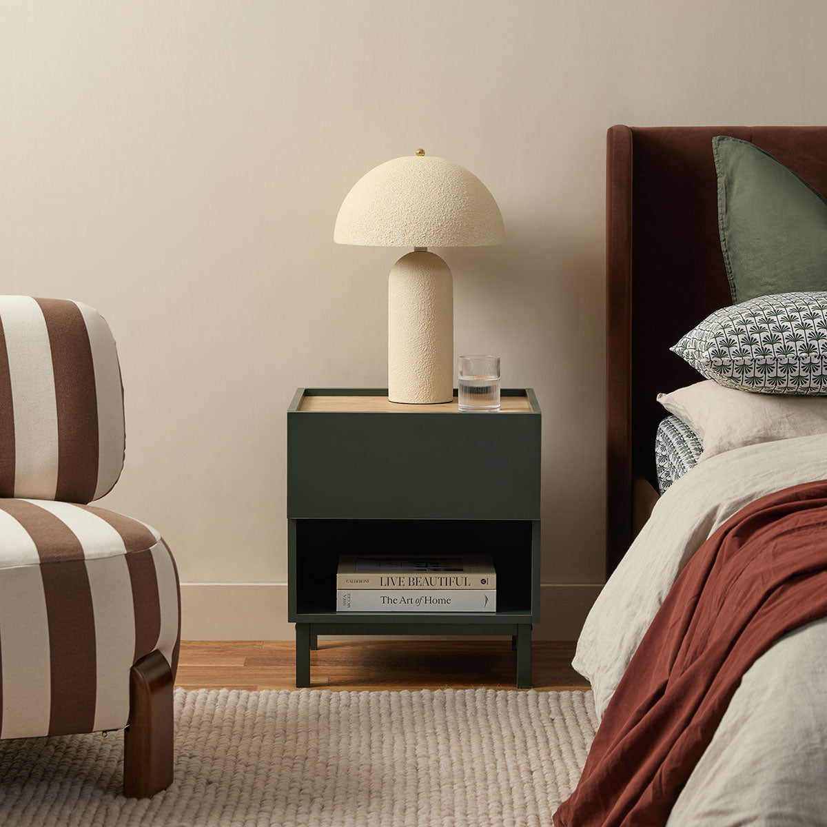 Murphy Bedside Table - Green/Natural